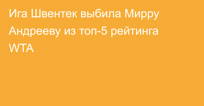 Ига Швентек выбила Мирру Андрееву из топ-5 рейтинга WTA