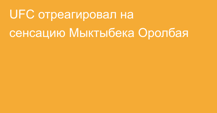 UFC отреагировал на сенсацию Мыктыбека Оролбая