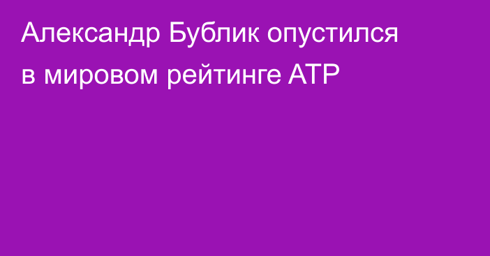 Александр Бублик опустился в мировом рейтинге ATP