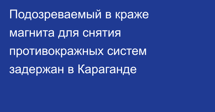 Подозреваемый в краже магнита для снятия противокражных систем задержан в Караганде