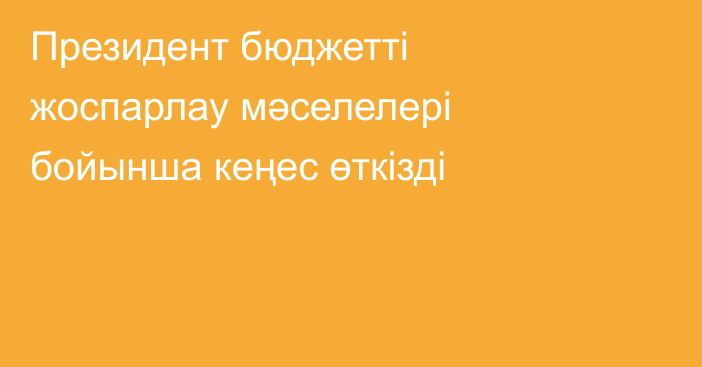 Президент бюджетті жоспарлау мәселелері бойынша кеңес өткізді