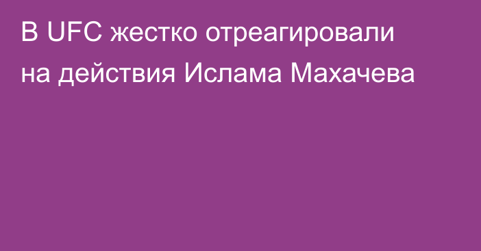 В UFC жестко отреагировали на действия Ислама Махачева