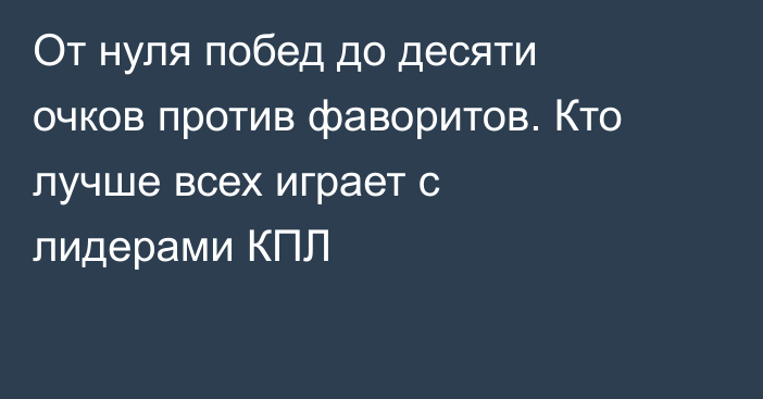 От нуля побед до десяти очков против фаворитов. Кто лучше всех играет с лидерами КПЛ