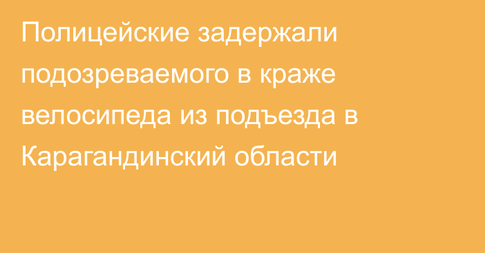 Полицейские задержали подозреваемого в краже велосипеда из подъезда в Карагандинский области