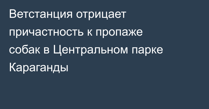 Ветстанция отрицает причастность к пропаже собак в Центральном парке Караганды