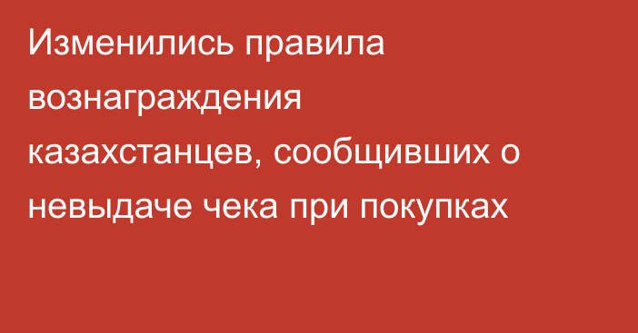 Изменились правила вознаграждения казахстанцев, сообщивших о невыдаче чека при покупках