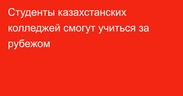 Студенты казахстанских колледжей смогут учиться за рубежом