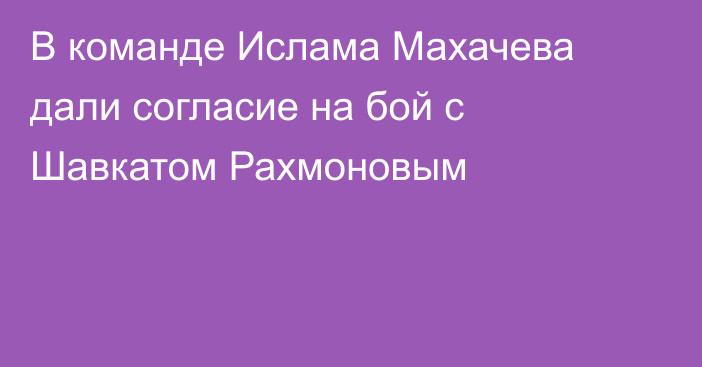 В команде Ислама Махачева дали согласие на бой с Шавкатом Рахмоновым