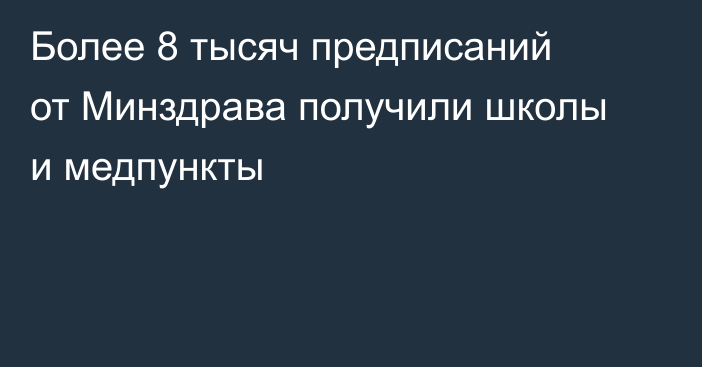 Более 8 тысяч предписаний от Минздрава получили школы и медпункты