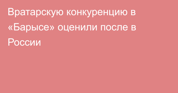 Вратарскую конкуренцию в «Барысе» оценили после в России