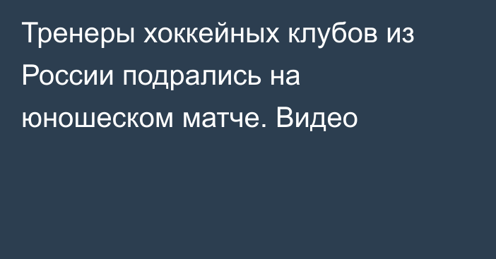 Тренеры хоккейных клубов из России подрались на юношеском матче. Видео