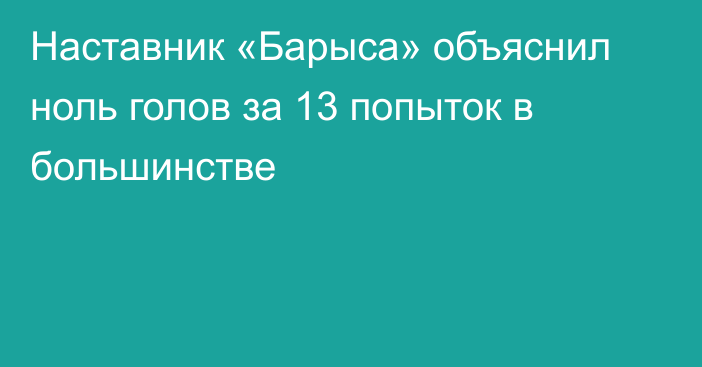 Наставник «Барыса» объяснил ноль голов за 13 попыток в большинстве