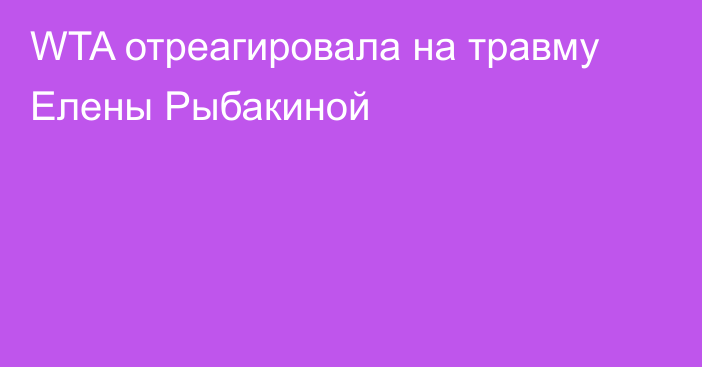 WTA отреагировала на травму Елены Рыбакиной