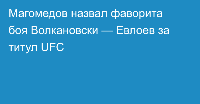 Магомедов назвал фаворита боя Волкановски — Евлоев за титул UFC