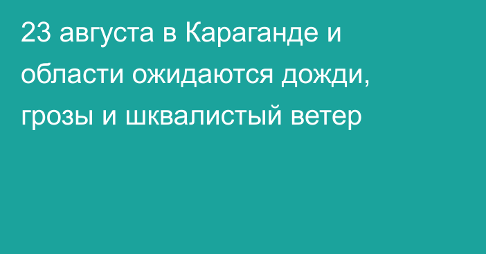 23 августа в Караганде и области ожидаются дожди, грозы и шквалистый ветер