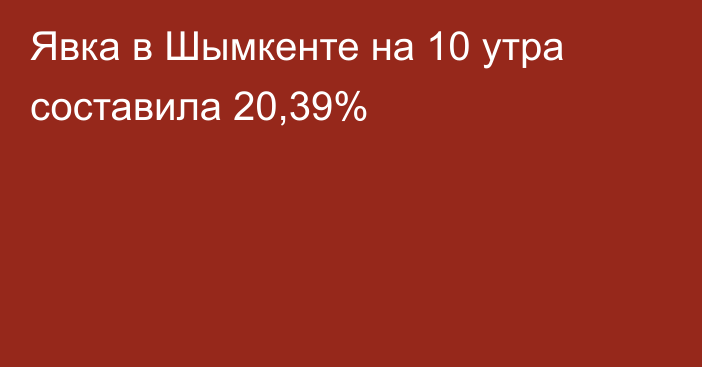 Явка в Шымкенте на 10 утра составила 20,39%