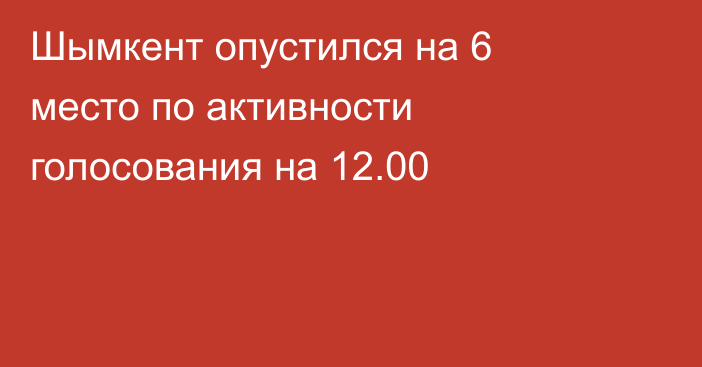 Шымкент опустился на 6 место по активности голосования на 12.00