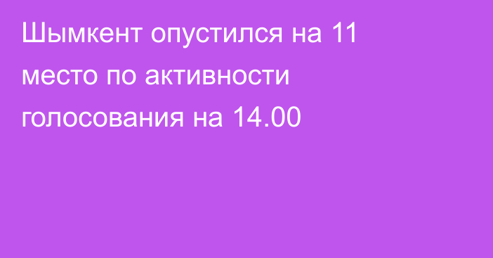 Шымкент опустился на 11 место по активности голосования на 14.00