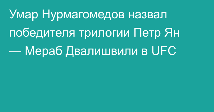 Умар Нурмагомедов назвал победителя трилогии Петр Ян — Мераб Двалишвили в UFC