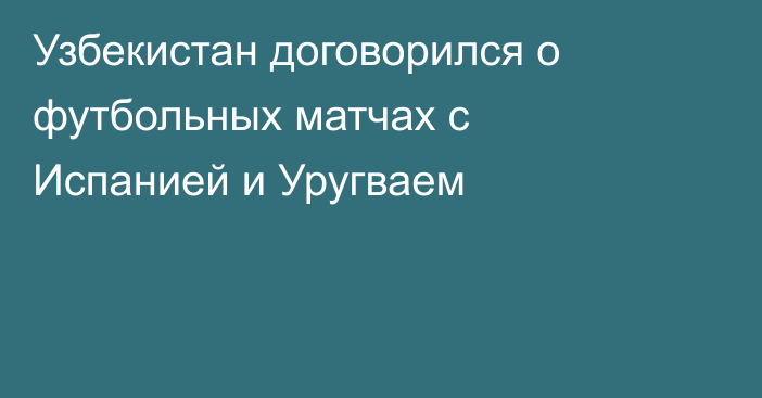 Узбекистан договорился о футбольных матчах с Испанией и Уругваем