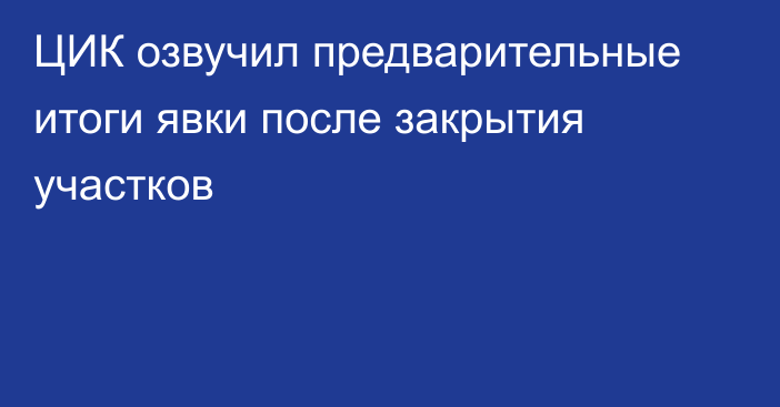 ЦИК озвучил предварительные итоги явки после закрытия участков