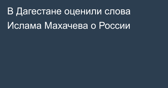 В Дагестане оценили слова Ислама Махачева о России