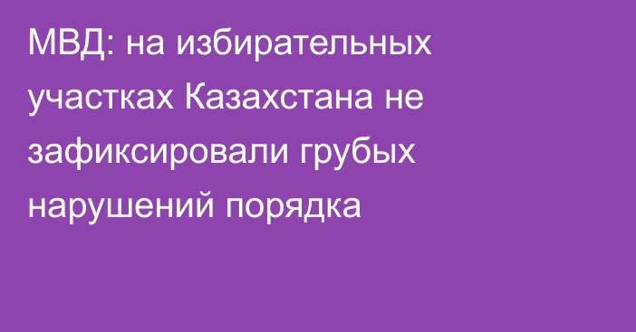МВД: на избирательных участках Казахстана не зафиксировали грубых нарушений порядка