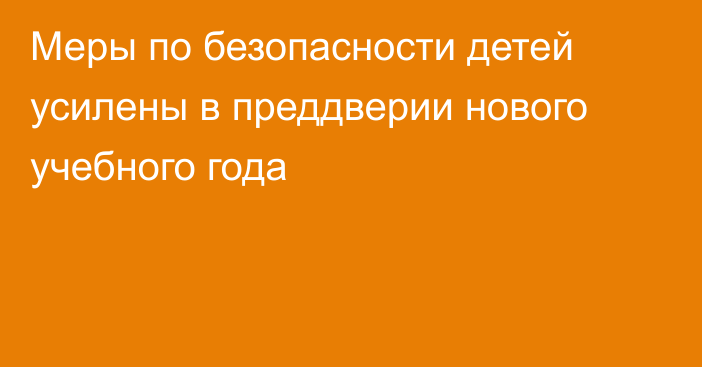 Меры по безопасности детей усилены в преддверии нового учебного года
