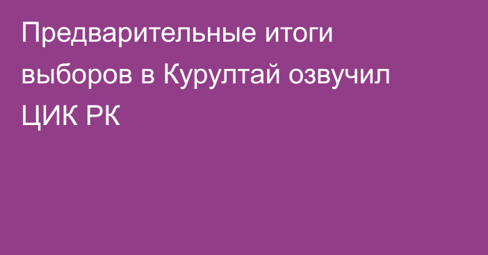 Предварительные итоги выборов в Курултай озвучил ЦИК РК