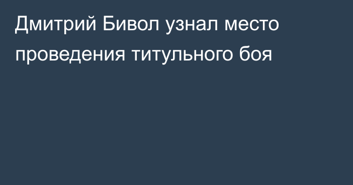 Дмитрий Бивол узнал место проведения титульного боя