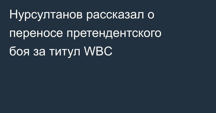 Нурсултанов рассказал о переносе претендентского боя за титул WBC