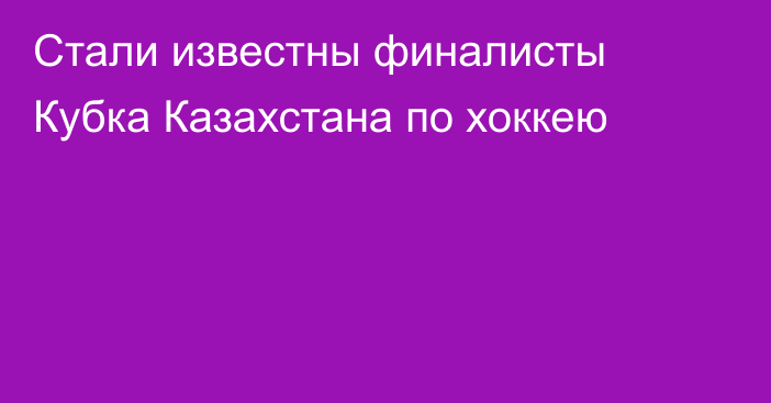 Стали известны финалисты Кубка Казахстана по хоккею