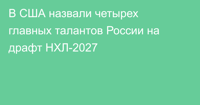 В США назвали четырех главных талантов России на драфт НХЛ-2027