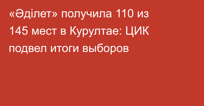 «Әділет» получила 110 из 145 мест в Курултае: ЦИК подвел итоги выборов