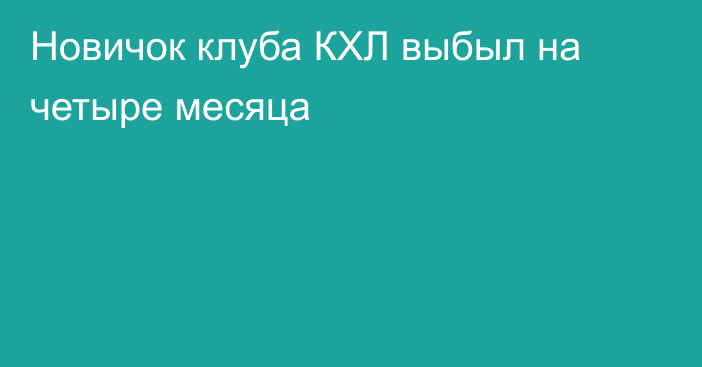 Новичок клуба КХЛ выбыл на четыре месяца