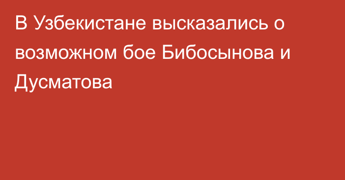 В Узбекистане высказались о возможном бое Бибосынова и Дусматова