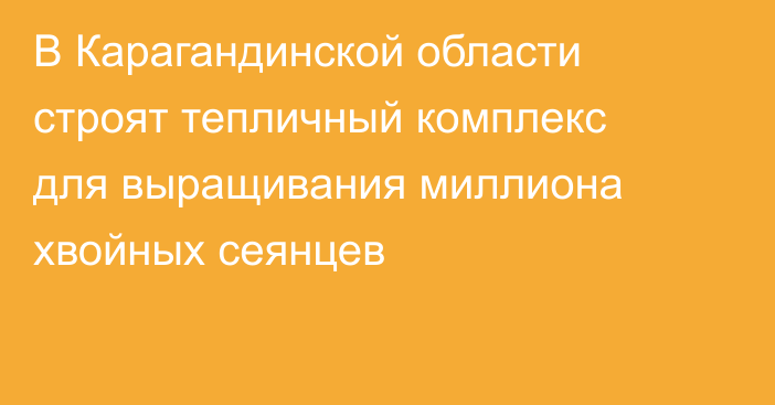 В Карагандинской области строят тепличный комплекс для выращивания миллиона хвойных сеянцев