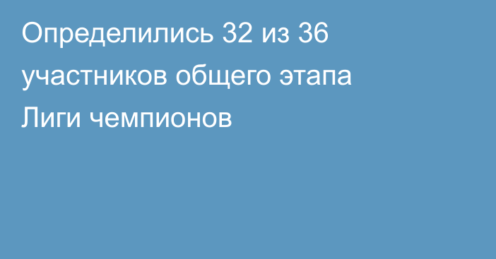 Определились 32 из 36 участников общего этапа Лиги чемпионов