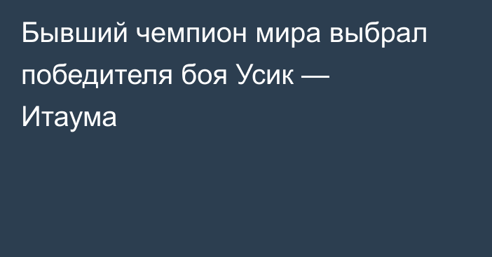 Бывший чемпион мира выбрал победителя боя Усик — Итаума