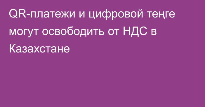 QR-платежи и цифровой теңге могут освободить от НДС в Казахстане
