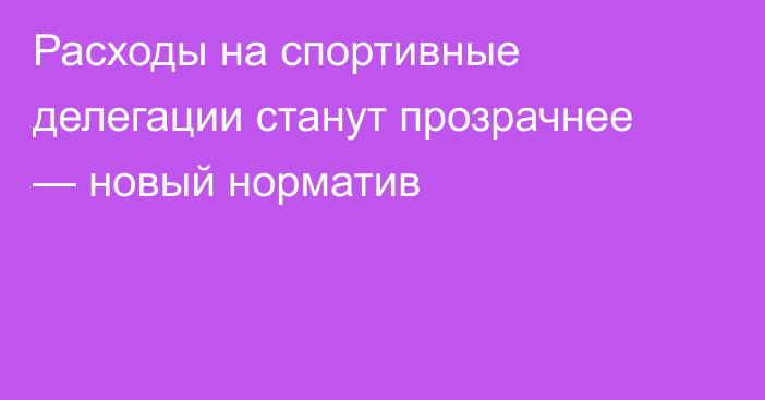 Расходы на спортивные делегации станут прозрачнее — новый норматив