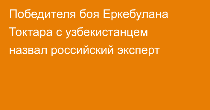 Победителя боя Еркебулана Токтара с узбекистанцем назвал российский эксперт