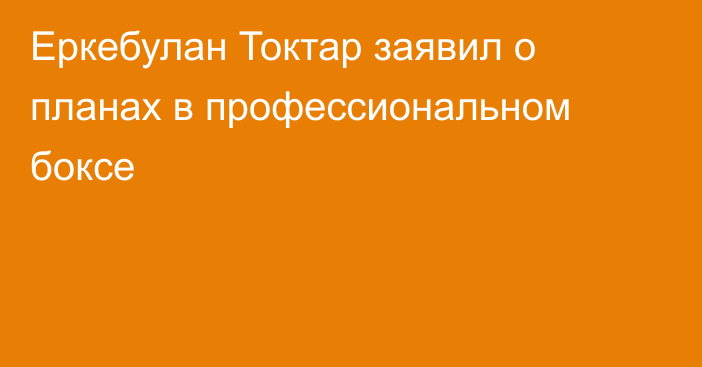 Еркебулан Токтар заявил о планах в профессиональном боксе