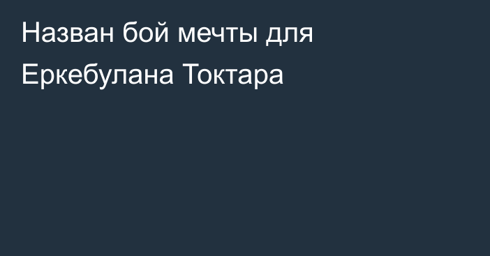Назван бой мечты для Еркебулана Токтара