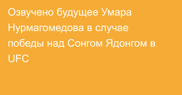 Озвучено будущее Умара Нурмагомедова в случае победы над Сонгом Ядонгом в UFC