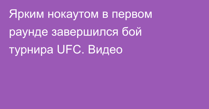 Ярким нокаутом в первом раунде завершился бой турнира UFC. Видео