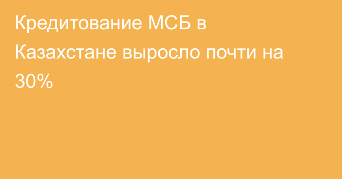 Кредитование МСБ в Казахстане выросло почти на 30%