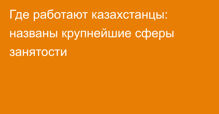 Где работают казахстанцы: названы крупнейшие сферы занятости