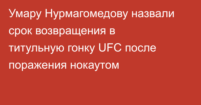 Умару Нурмагомедову назвали срок возвращения в титульную гонку UFC после поражения нокаутом