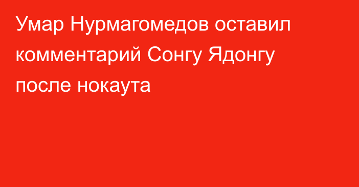 Умар Нурмагомедов оставил комментарий Сонгу Ядонгу после нокаута